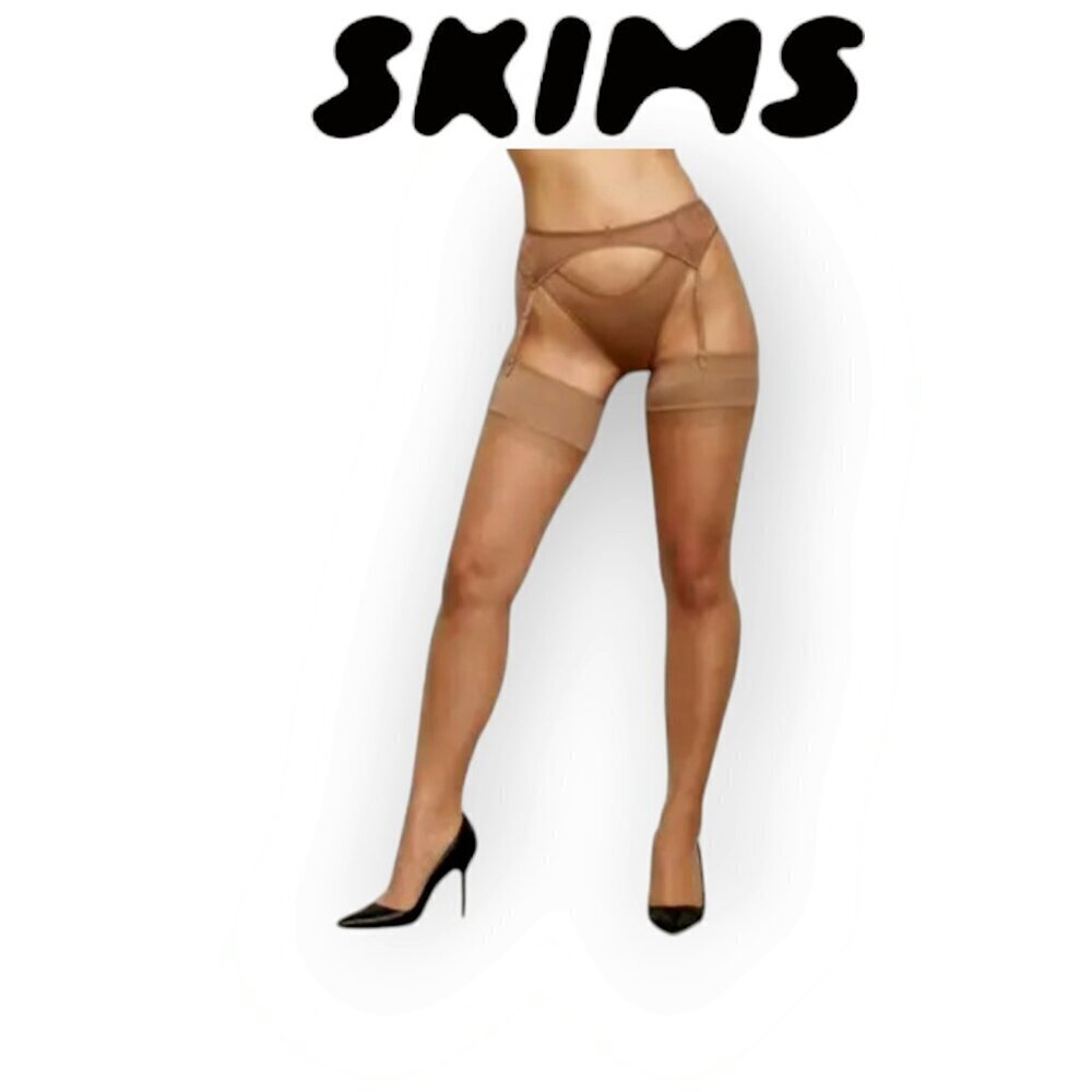 SKIMS Glissenette Garter Belt Chai Small Shimmery Adjustable Designer Lingerie